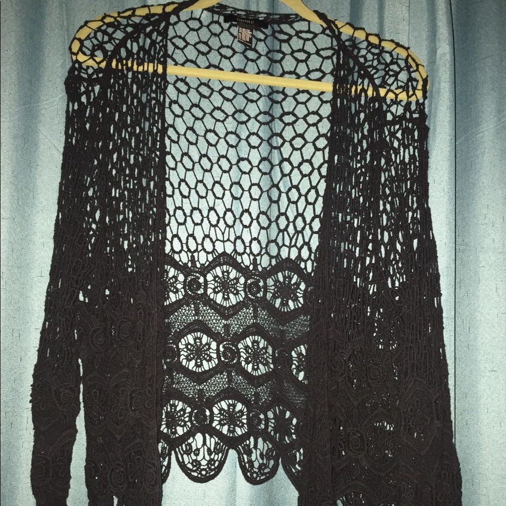 Black crochet cardigan